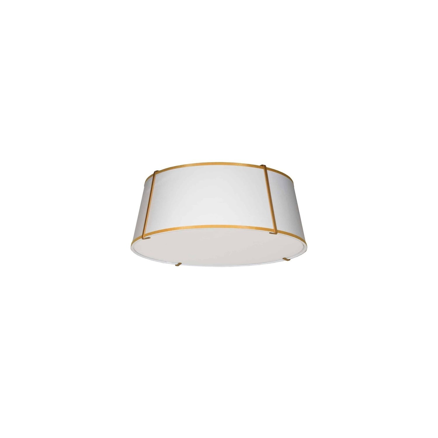 4 Light Flush Mount Ceiling Light, Gold Trapezoid Fixture with White Shade