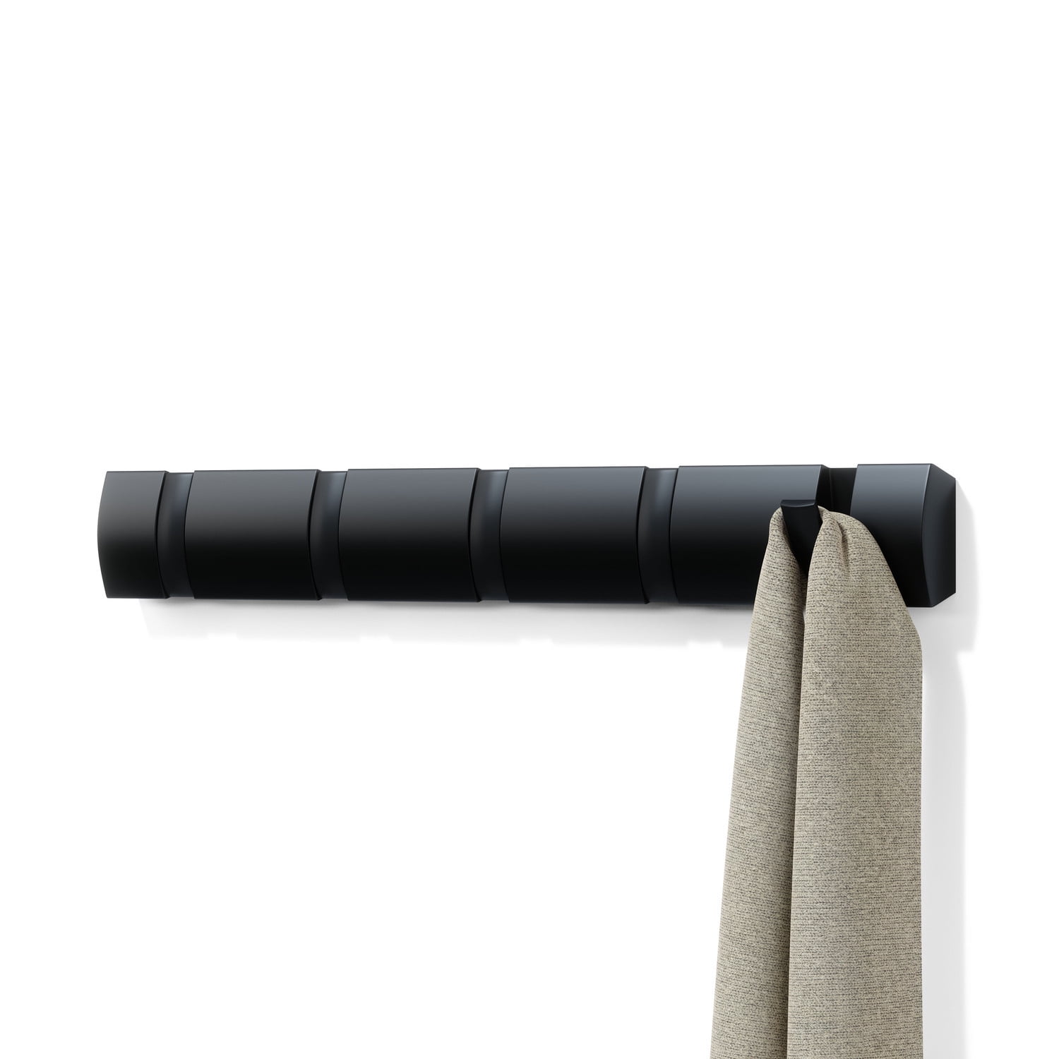 Black 5-Hook Wall Mounted Coat Rack with Retractable Hooks