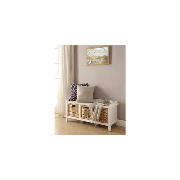 Homestock Medieval Moods Bench W/Storage, White