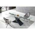 thumbnail image 1 of Extendable Dining Table with Glass Top - Modern Dining Room Table, Black Metal Legs, Kitchen Table, 1 of 5
