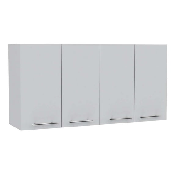 Homestock Mediterranean Magic Wall Cabinet, Four Doors, Two Cabinets, Two Shelves - White - Elegant Kitchen Storage Solution, Four Doors, White Finish