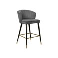 thumbnail image 1 of HomeStock City Chic Modern, Contemporary Velvet Upholstered Counter Height Stool with Channel Tufting and Gold Tipped, Black Metal Legs, Grey, 20" W x 21" D x 36.5" H-Color:Grey, 1 of 9