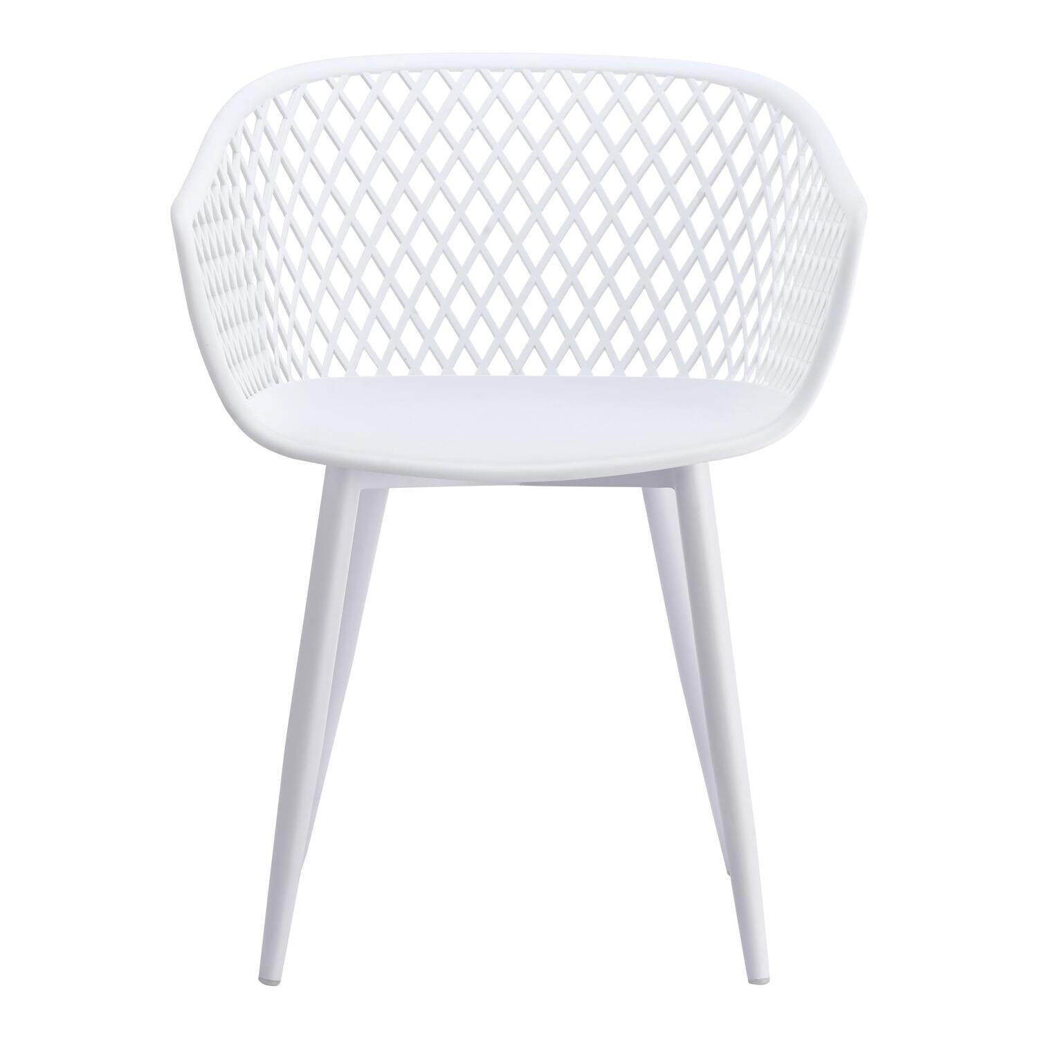 White Powder Coated Steel and Resin Dining Armchair Set