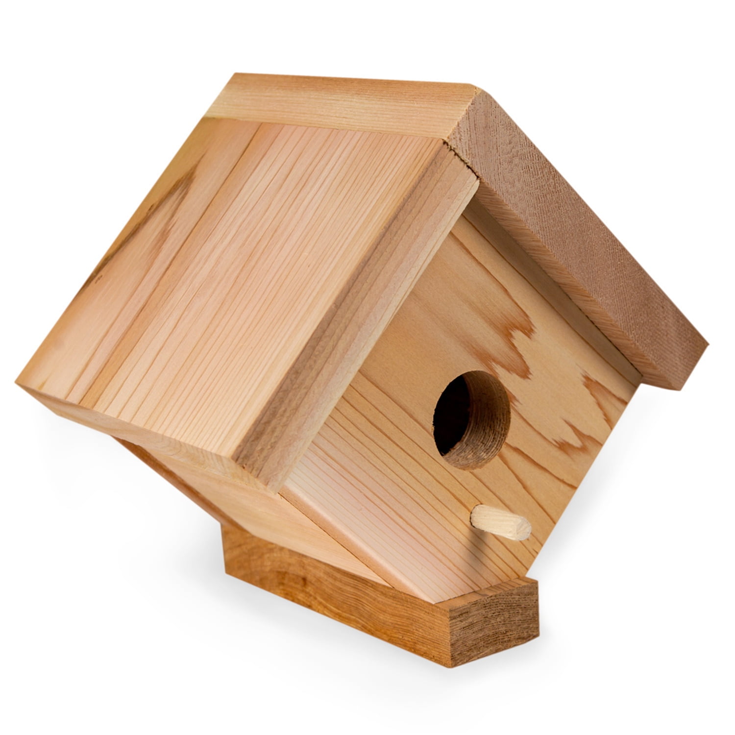 Natural Cedar Hexagonal Bird House with Hanging Wire