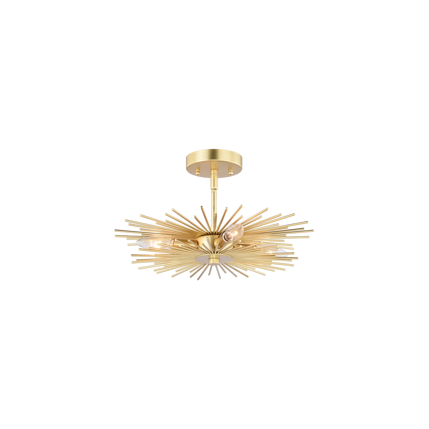 Nikko Mid-Century Modern Gold Radiance 16" Semi-Flush Mount