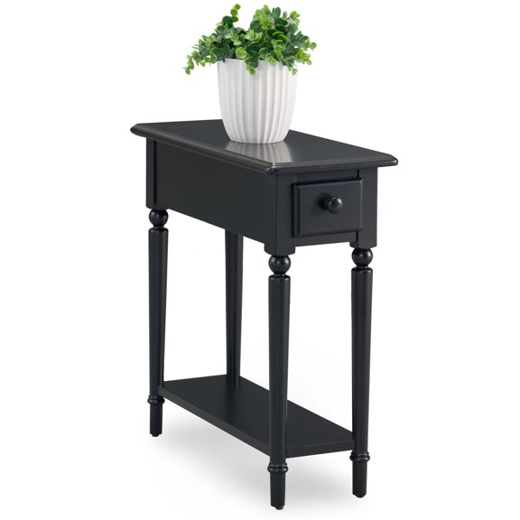 Narrow Chairside Table with Shelf - Pecan Accent Table
