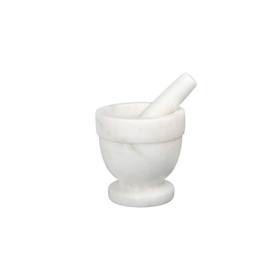 Homestock Mid-Century White 4" X 4" Mortar & Pestle - Classic White Mortar And Pestle With Mid-Century Modern Design, Ideal For Kitchen Use
