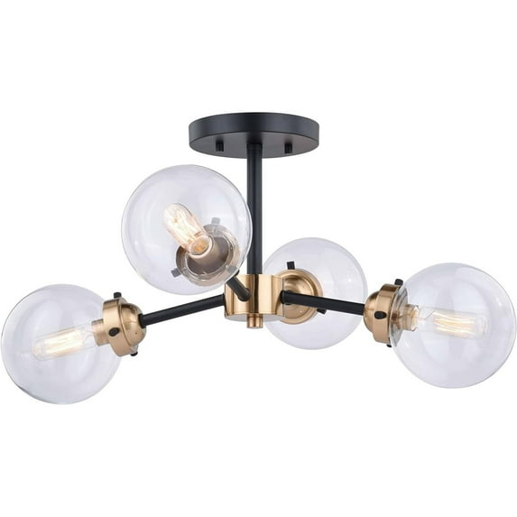 Industrial Sputnik Flush Mount Ceiling Light - Modern Brass & Bronze Fixture - 20 Inch Wide