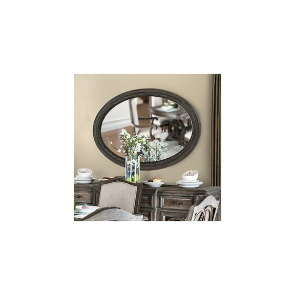 Modern Wall Mirror - Distressed Oval Mirror, Large Decorative Mirror for Entryway, Living Room, Bedroom - 52.8"