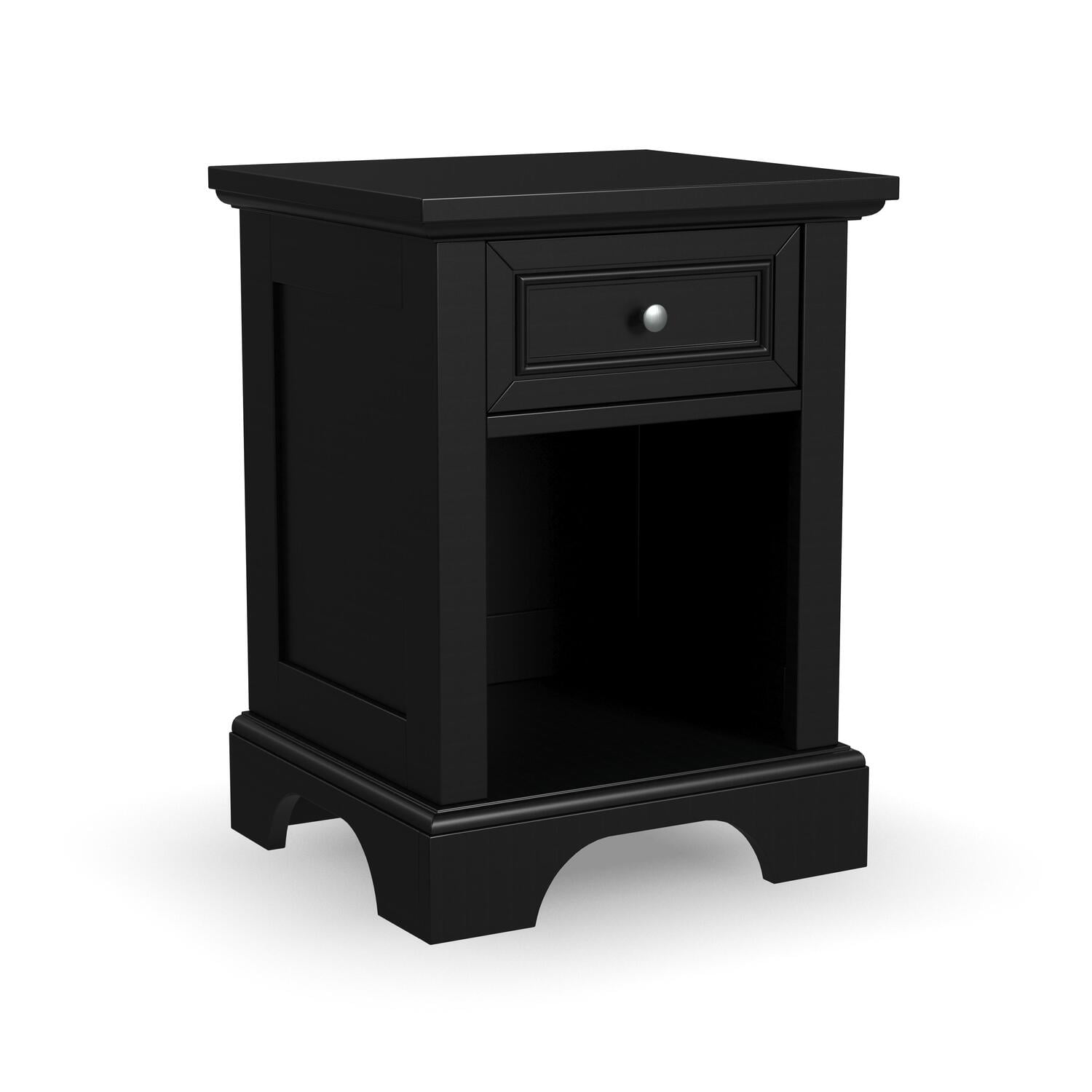 Stately Bedford Black Nightstand with 1 Drawer - Sleek Design
