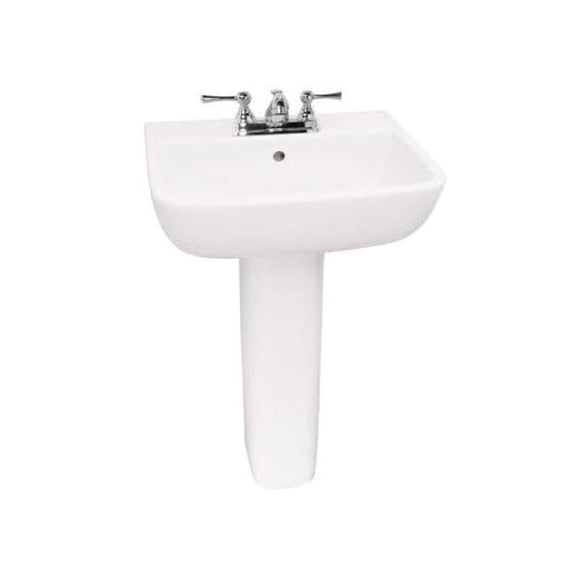 Modern Pedestal Sink - 20.5 Inch Bathroom Lavatory - Vitreous China - Minimalist Design - Includes Hardware