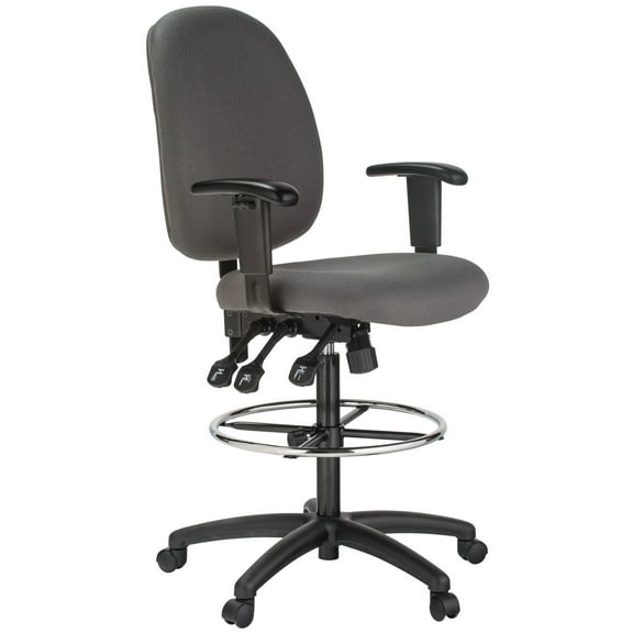 Homestock Modern Minimalism Extra Tall, Heavy Duty, Ergonomic, Adjustable Drafting Chair With Lumbar Support, Office Chair, Rolling Chair, 33" D X 15" W X 28" H - Gray, Supports Upto 250 Lbs.
