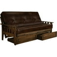 thumbnail image 1 of Homestock Modern Minimalism Futon Frame-Rustic Walnut Finish-Oregon Trail Java Mattress-Storage Drawers, 1 of 1
