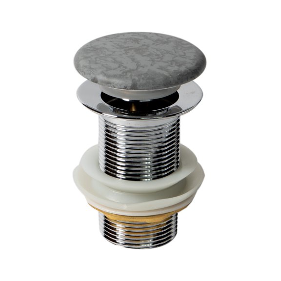 Homestock Modern Minimalism Solid Concrete Gray Matte Cap Bathroom Sink Drain, Solid Brass Construction With A Concrete Mushroom Top - 2.5"L X 2.5"W X 3.75"H