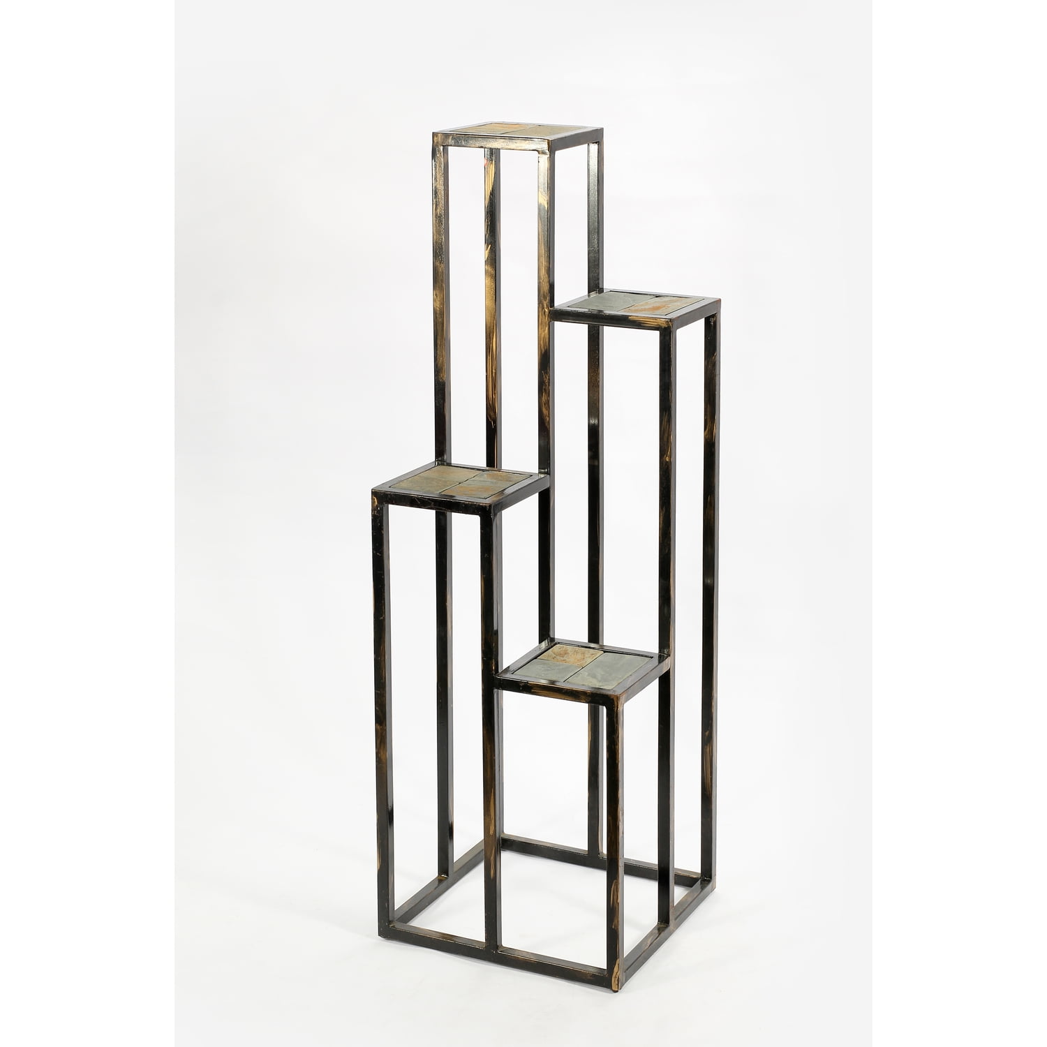 47.25" Black and Gold Metal 4-Tier Plant Stand