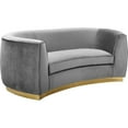 thumbnail image 1 of Homestock Modern Motifs Modern, Contemporary Velvet Upholstered Chair with Stainless Steel Base in Rich Metallic Finish, Living Room Furniture-Color:Grey and Gold,Size:Loveseat, 1 of 10