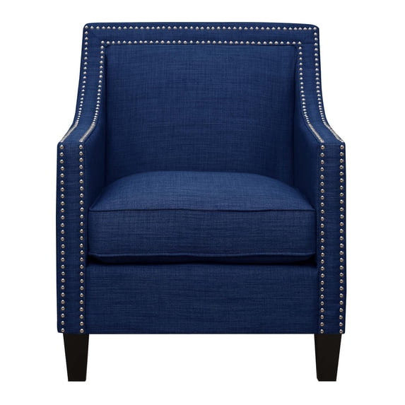 Modern Accent Chair - Nailhead Trim, Low Back, Charcoal Upholstery - Living Room, Bedroom, Office