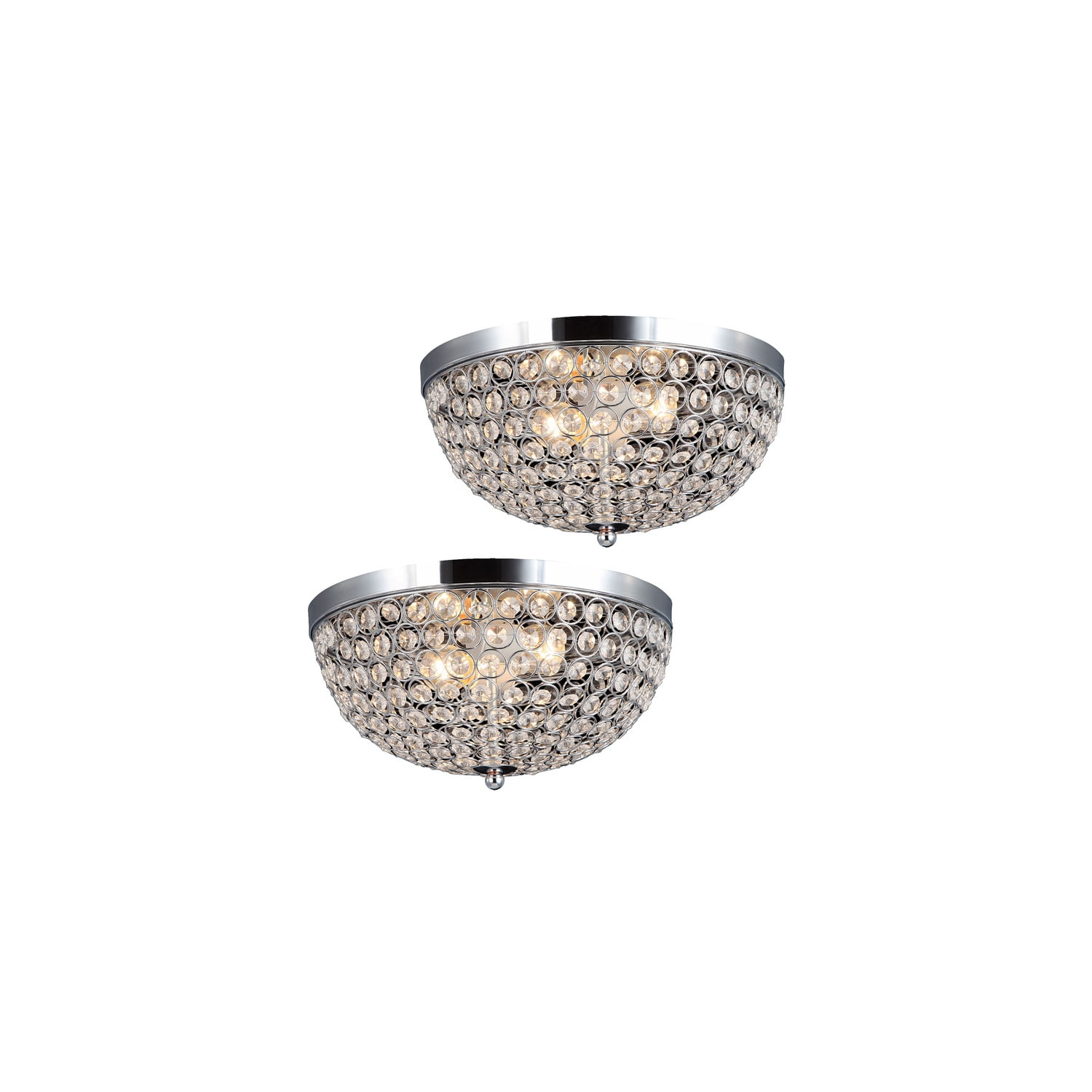 Elegant Crystal and Chrome Round Flush Mount Ceiling Light