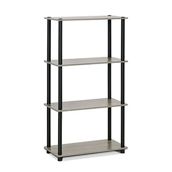 Modern 4-Tier Shelf Display Rack - 23.6" Wide, French Oak GrayBlack Finish