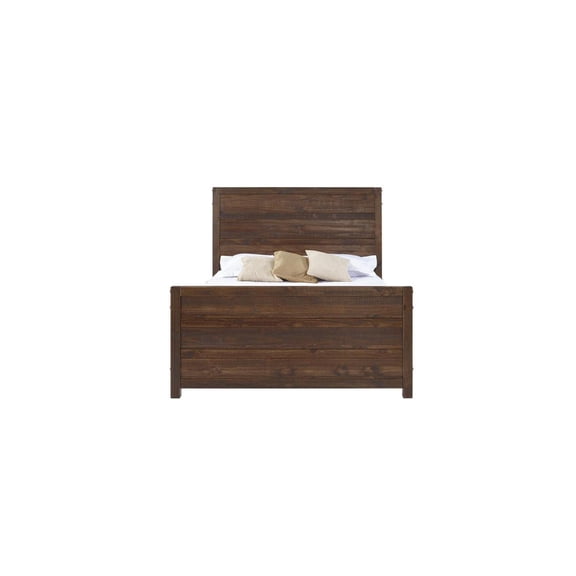Modern Platform Bed - Rustic Pine Bed Frame with Wide Rails - Bedroom Furniture - Antique Walnut Finish