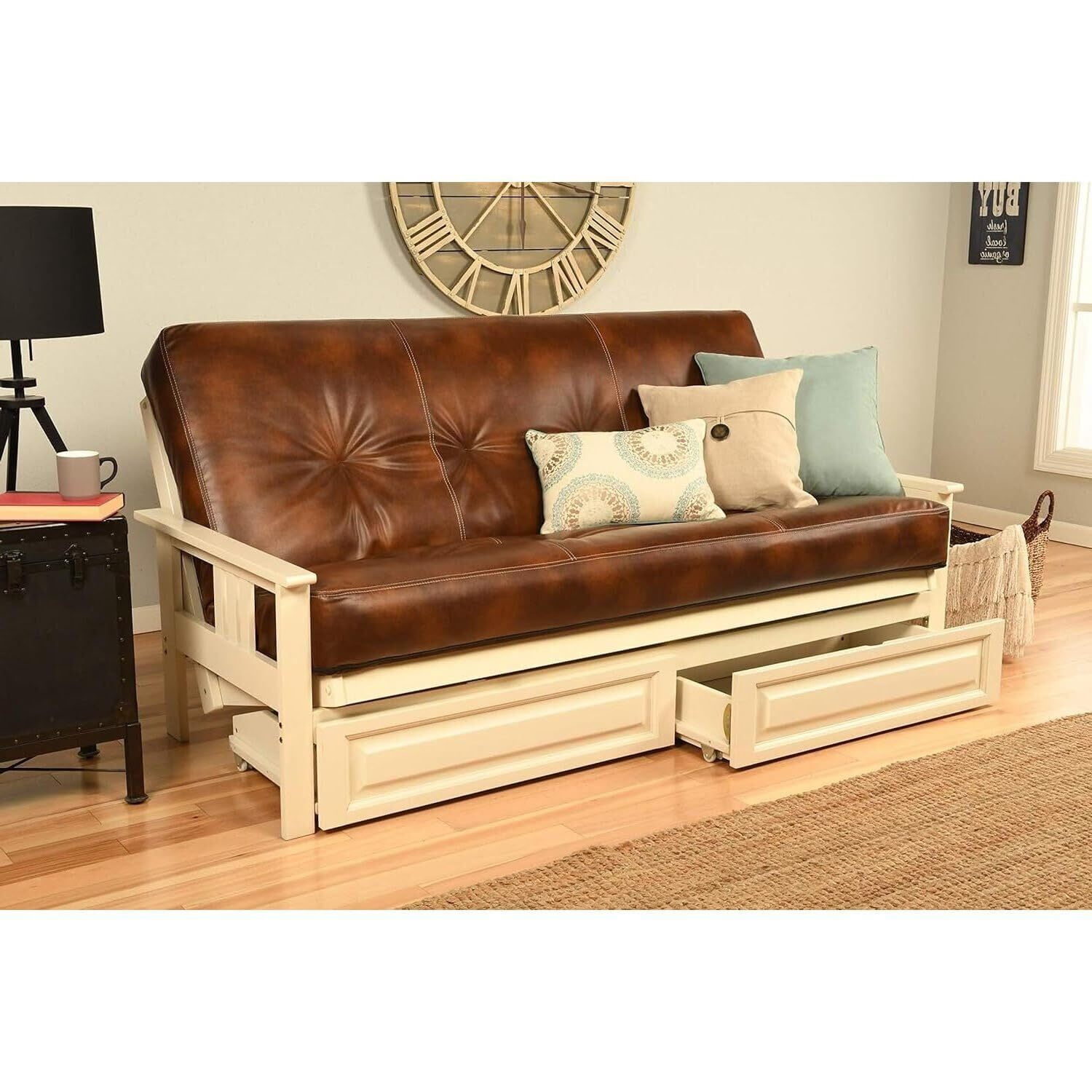 Futon With Storage Modern Muse Wood Futon Frame Set with Storage Drawers, Classic Style ...