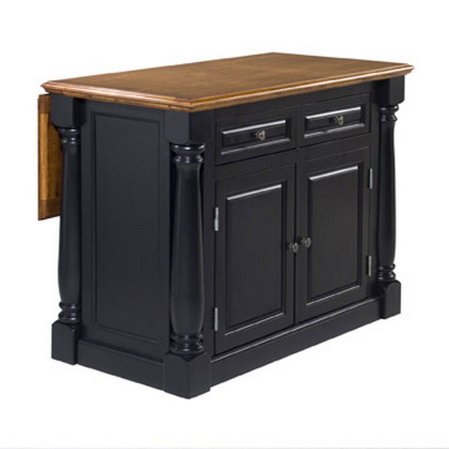 Monarch Black Kitchen Island with Hardwood Top and Drop Leaf