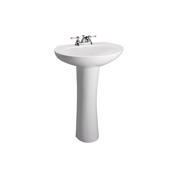 Homestock Mountain Lodge Lavatory With Straight Column And Curved Bowl, 7.75 X 14.75 X 31.5 Inch - Compact And Elegant Bathroom Sink