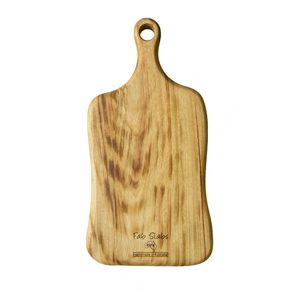 Homestock Mountain Lodge Natural Wood Medium Cutting Board with Handle for Kitchen, Heavy Duty Camphor Laurel Wooden Paddle Board, 15.75" x 7.87"