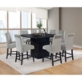 thumbnail image 1 of Modern Dining Set - 7 Piece Counter Height Table & 6 Velvet Stools - Black & Grey Glam Design, 1 of 5