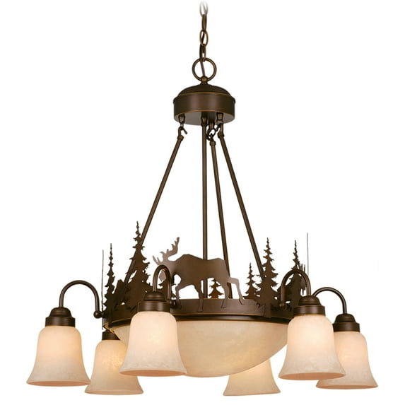 Homestock Mountain Majesty 9 Light Bronze Rustic Moose Chandelier