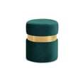 thumbnail image 1 of HomeStock Mountain Majesty Velvet Ottoman/Stool - Chic Design with Stainless Steel Finish, Soft Touch Velvet Upholstery-Color:Green and Gold, 1 of 8