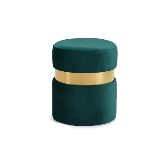 HomeStock Mountain Majesty Velvet Ottoman/Stool - Chic Design with Stainless Steel Finish, Soft Touch Velvet Upholstery-Color:Green and Gold