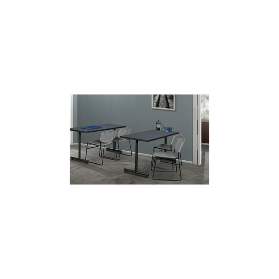 Stackable Chairs - Metal Frame Dining Chairs, Blue Seat - 4 Pack - 31" H