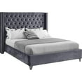thumbnail image 1 of Homestock Gothic Grace Modern Contemporary Velvet Upholstered Bed with Deep Button Tufting, Solid Wood Frame, and Custom Chrome Legs-Color:Grey,Size:King, 1 of 10
