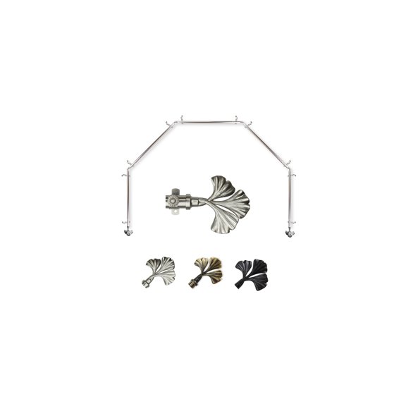 Bay Window Curtain Rod - 5 Sided Corner Rods, Satin Nickel Finish, Single Rod, Drapery Hardware