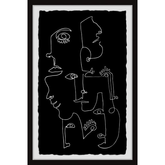 Abstract Face Wall Art Print | Framed Contemporary Painting | Modern Home Decor 24x16