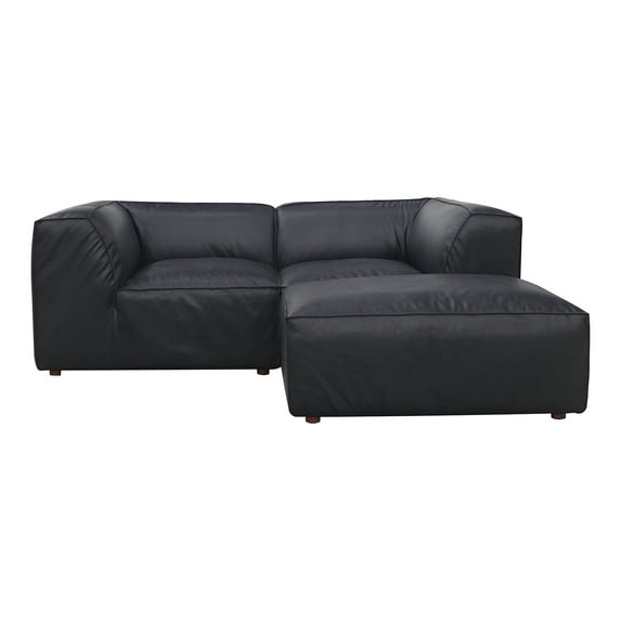 Modular Sectional Sofa - Black Leather Living Room Seating - Home Furniture