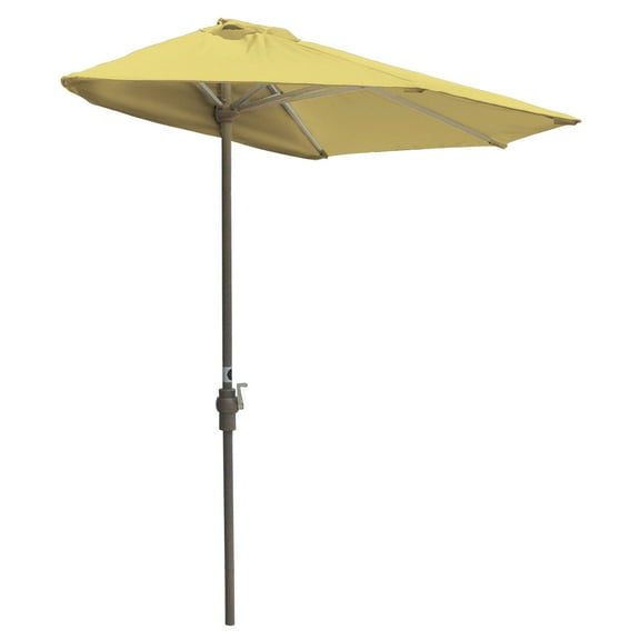 Wall Mounted Patio Umbrella - 7.5ft Half Umbrella Shade for Decks & Balconies - Yellow Canopy