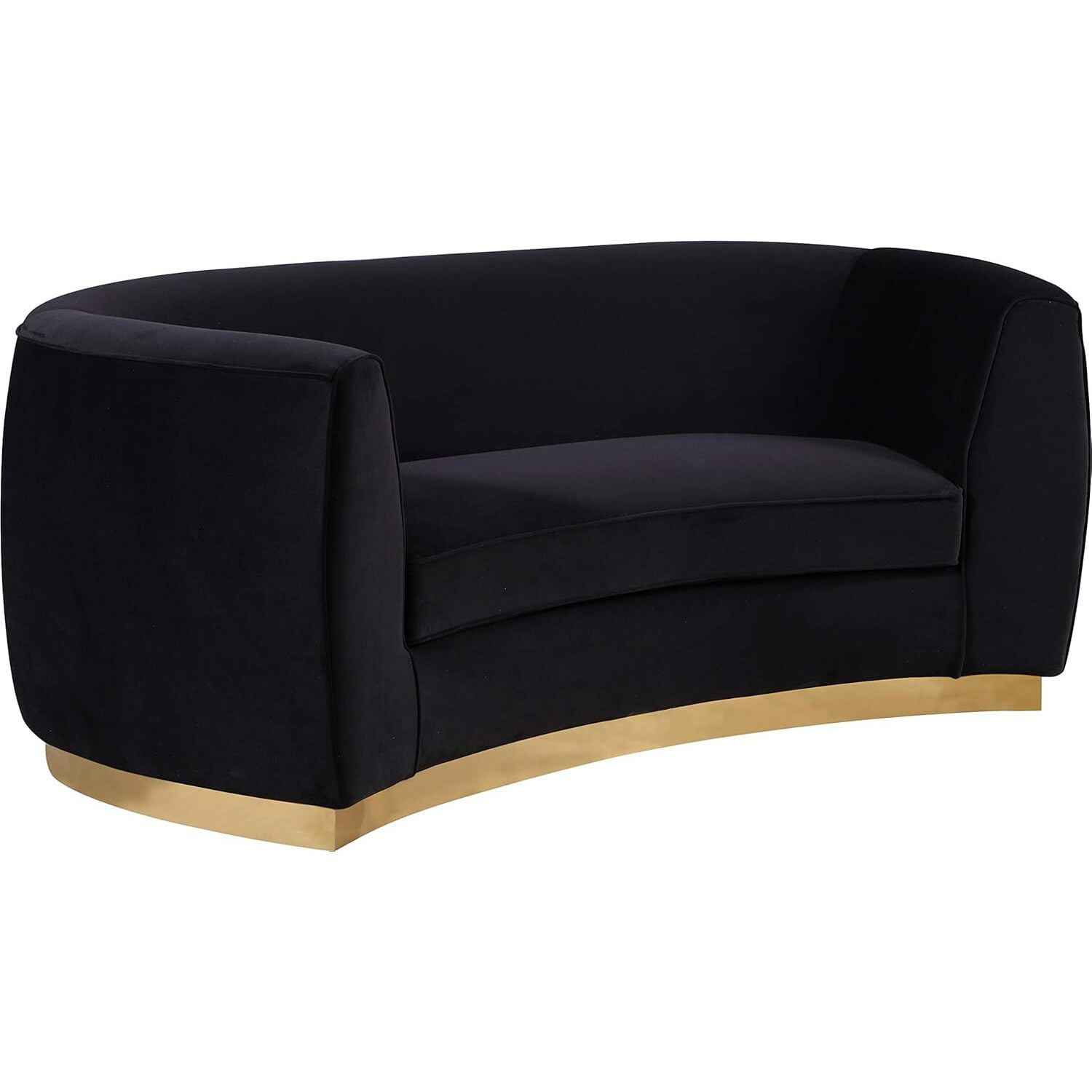 Julian Black Velvet Loveseat with Gold Stainless Steel Base