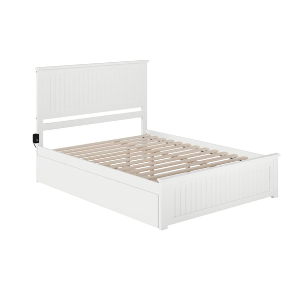 Country Style Platform Bed with Trundle, Hardwood Frame, Slat Kit, Twin XL, 800lb Capacity