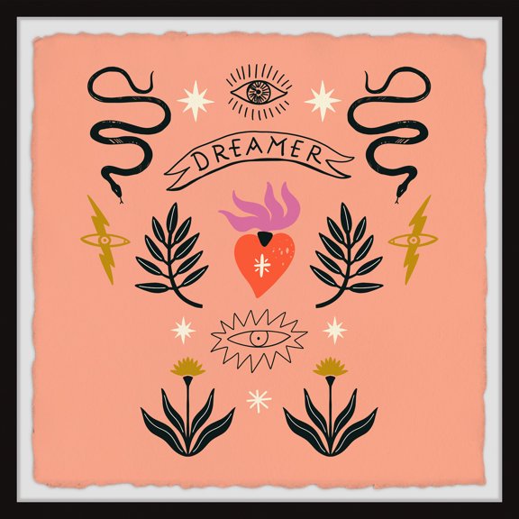 Dreamer Canvas Wall Art Print - Bohemian Symbol Wall Decor - Framed Canvas Art - Modern Home Decor - 18x18 inch