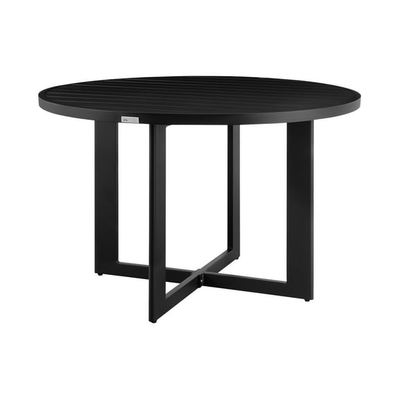 Outdoor Round Patio Dining Table - Aluminum Table, 48" Diameter, Black Finish, Garden Furniture