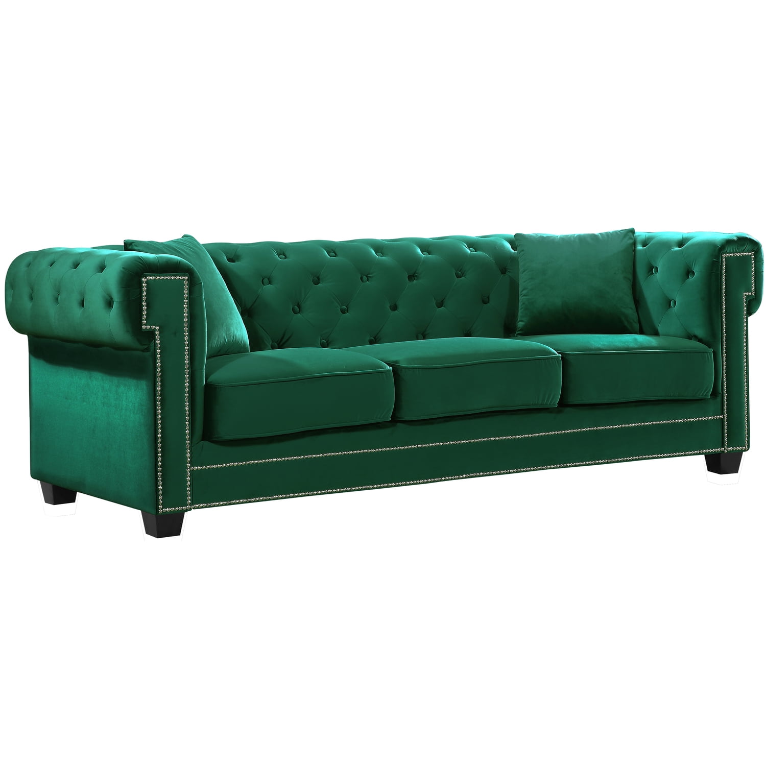 Homestock NeoClassical Nostalgia Green Velvet Sofa