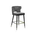 thumbnail image 1 of Homestock Art Nouveau Allure Contemporary Velvet Upholstered Counter Height Stool with Gold Tipped, Black Metal Legs, 22" W x 19" D x 38.5" H, Set of 2-Color:Grey, 1 of 10