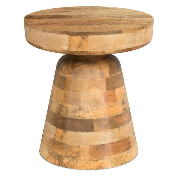 Homestock Neo-Classical Nostalgia Solid Mango Wood Wide Round Accent Table With Fully Assembled