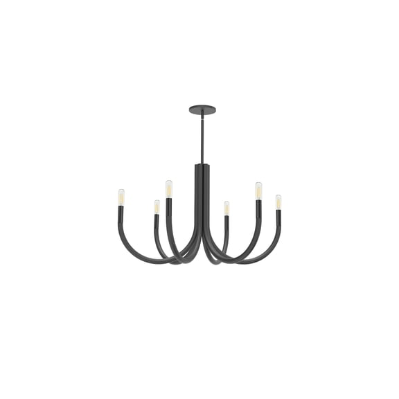 Homestock Nordic Haven 6 Light Incandescent Chandelier, Matte Black