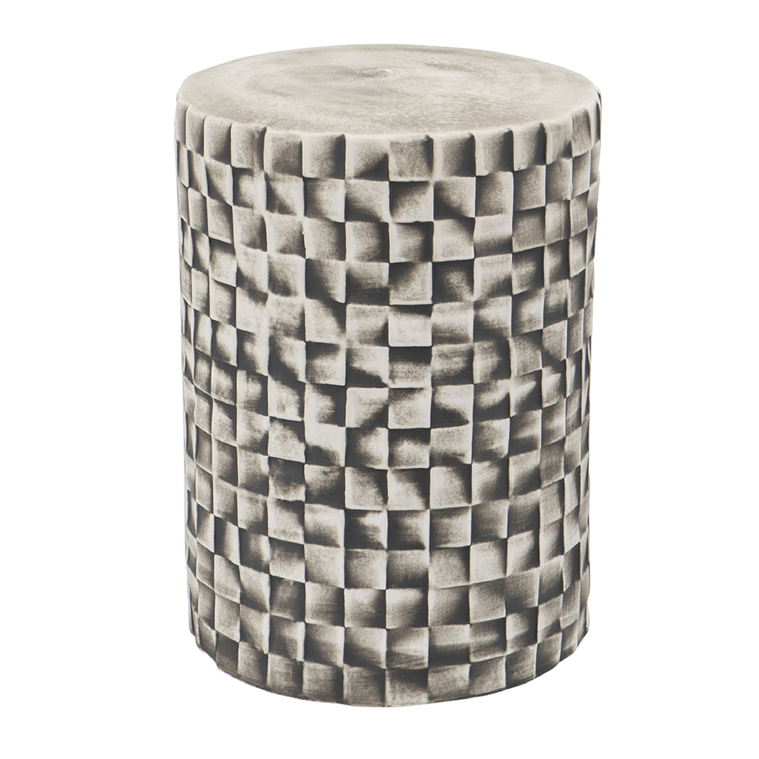 White and Black Ceramic Garden Accent Stool