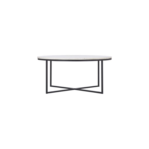 Accent Table with Marble Top, Living Room Coffee Table, Modern Side Table, Black Metal Legs, Home Decor Table