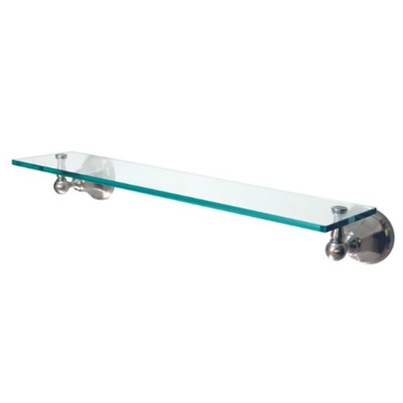 Homestock Old World Charm Glass Shelf - Polished Chrome Finish, Easy Installation, 2-3/4" Diameter Base, Contemporary Style, Wall-Mounted