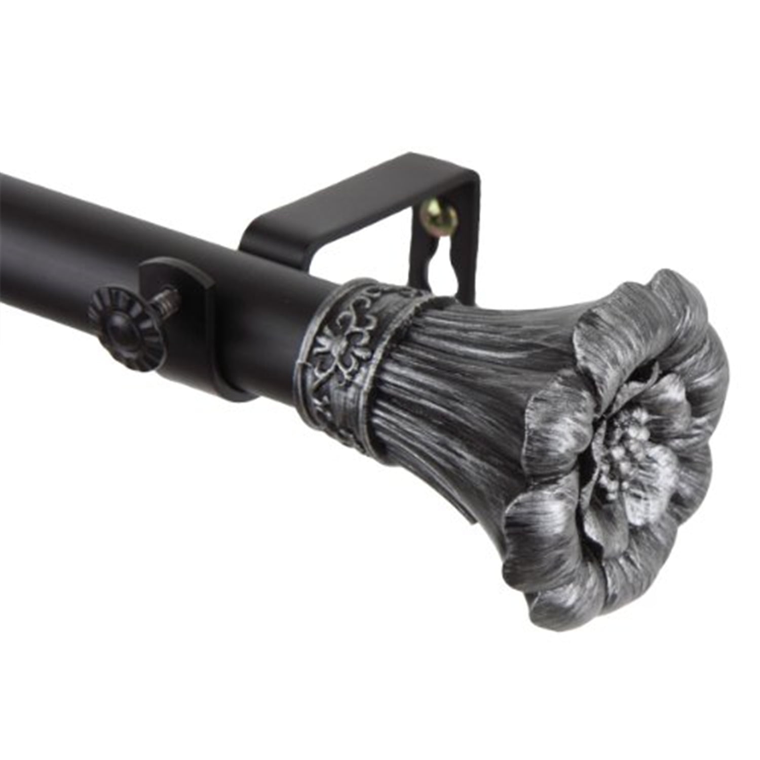 Decorative Window Curtain Rod - Tension Rod, Adjustable, Home Decor, Black  Finish, Easy Install - Walmart.com, image size:1500x1500